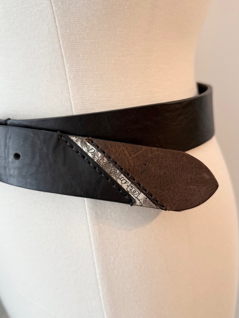 Diesel Black Leather Belt Size 85/34 - Picture 5 of 8